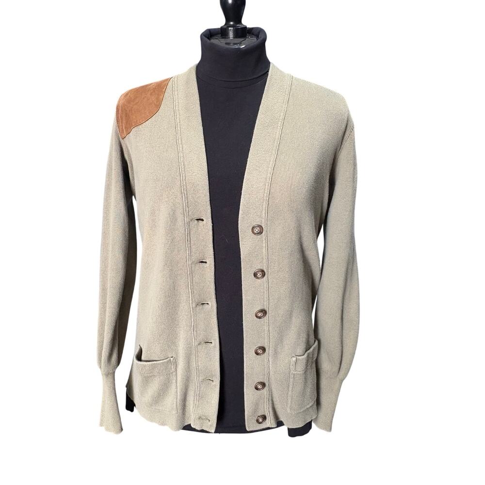 Ralph Lauren Tan Cardigan with Brown Patch